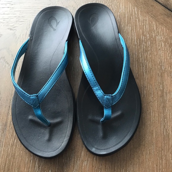 Olukai Ho'opio Women's Size 9 Sandals Flip Flops Blue. Used - Picture 1 of 11